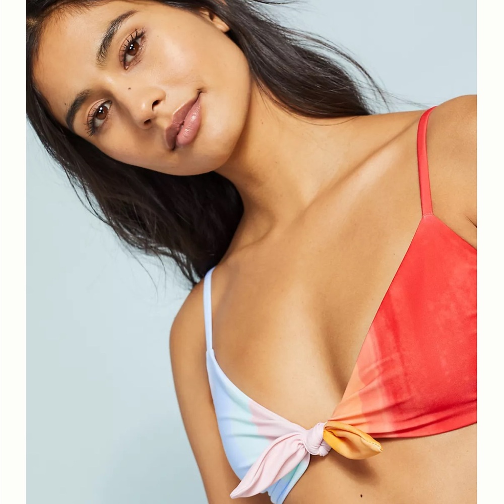 Mara Hoffman Red and Pink Bikini Top